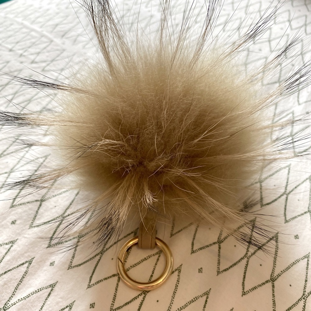 Taupe Pom Pom key ring